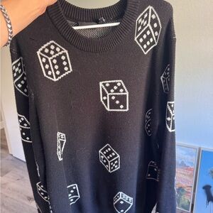 Wesc Black Crewneck Sweater with Dice Pattern